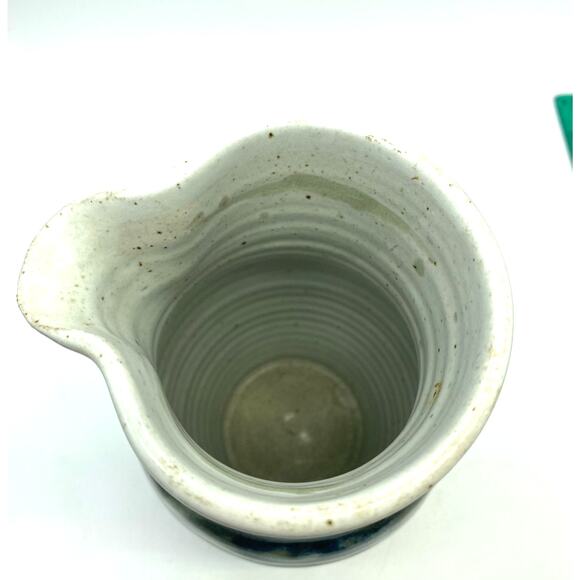 Signed Studio Pottery Pitcher green blue accent - Picture 4 of 8